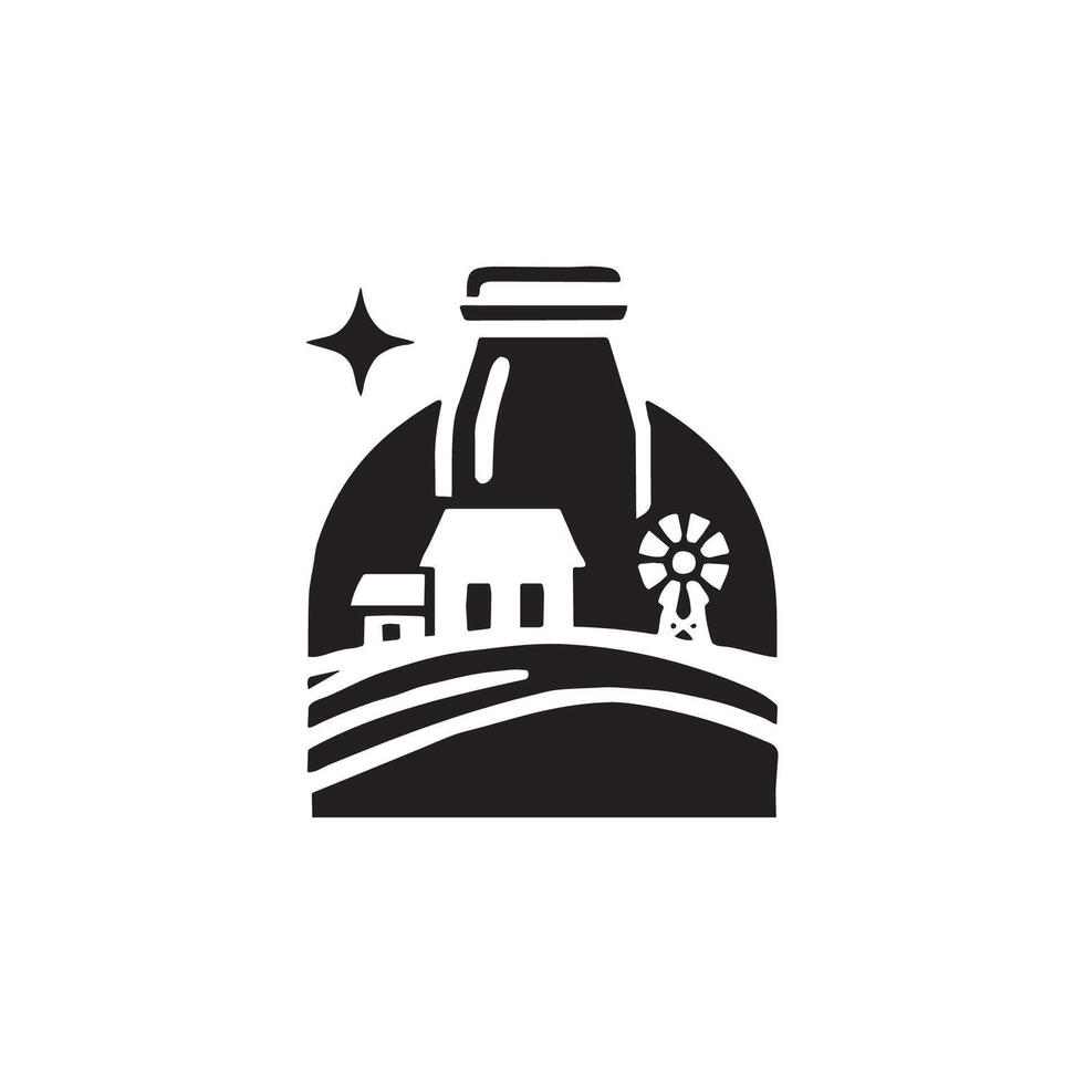 Silhouette emblem of dairy farm vector
