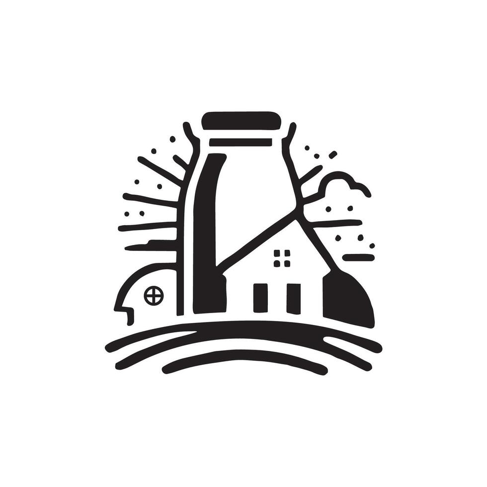 Minimal farming logo shape vector