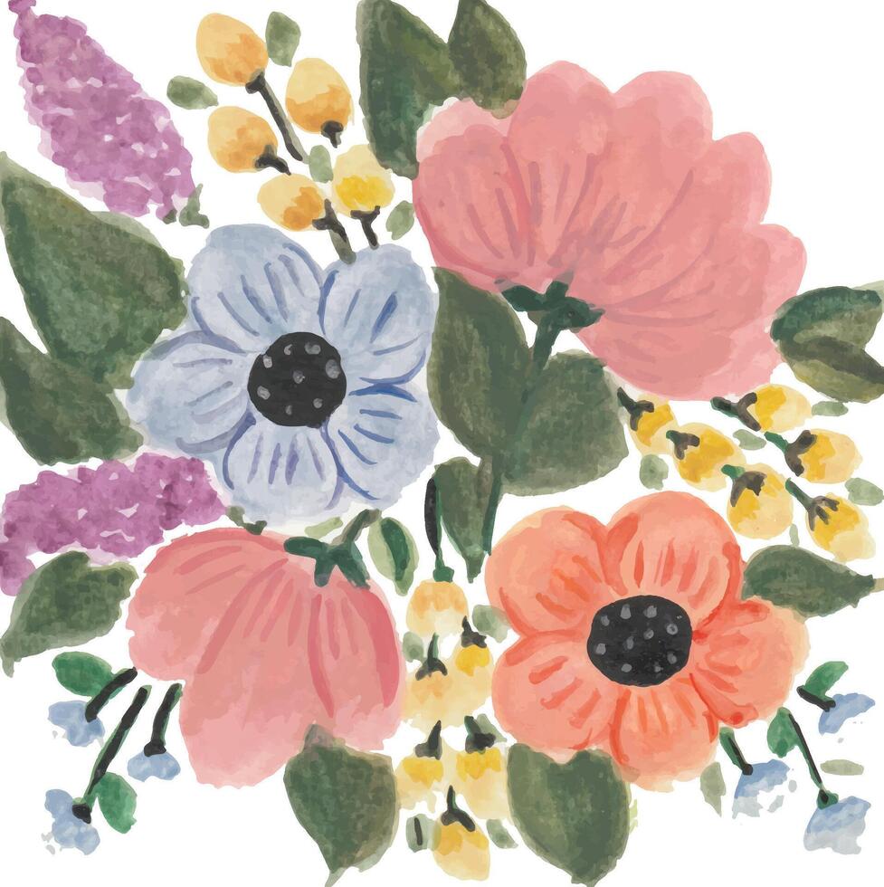 watercolor illustration of flowers in a vase vector