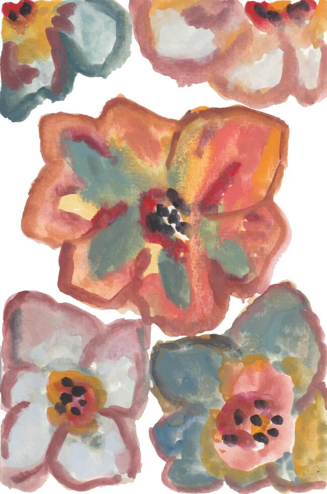 watercolor abstract flowers on white background vector