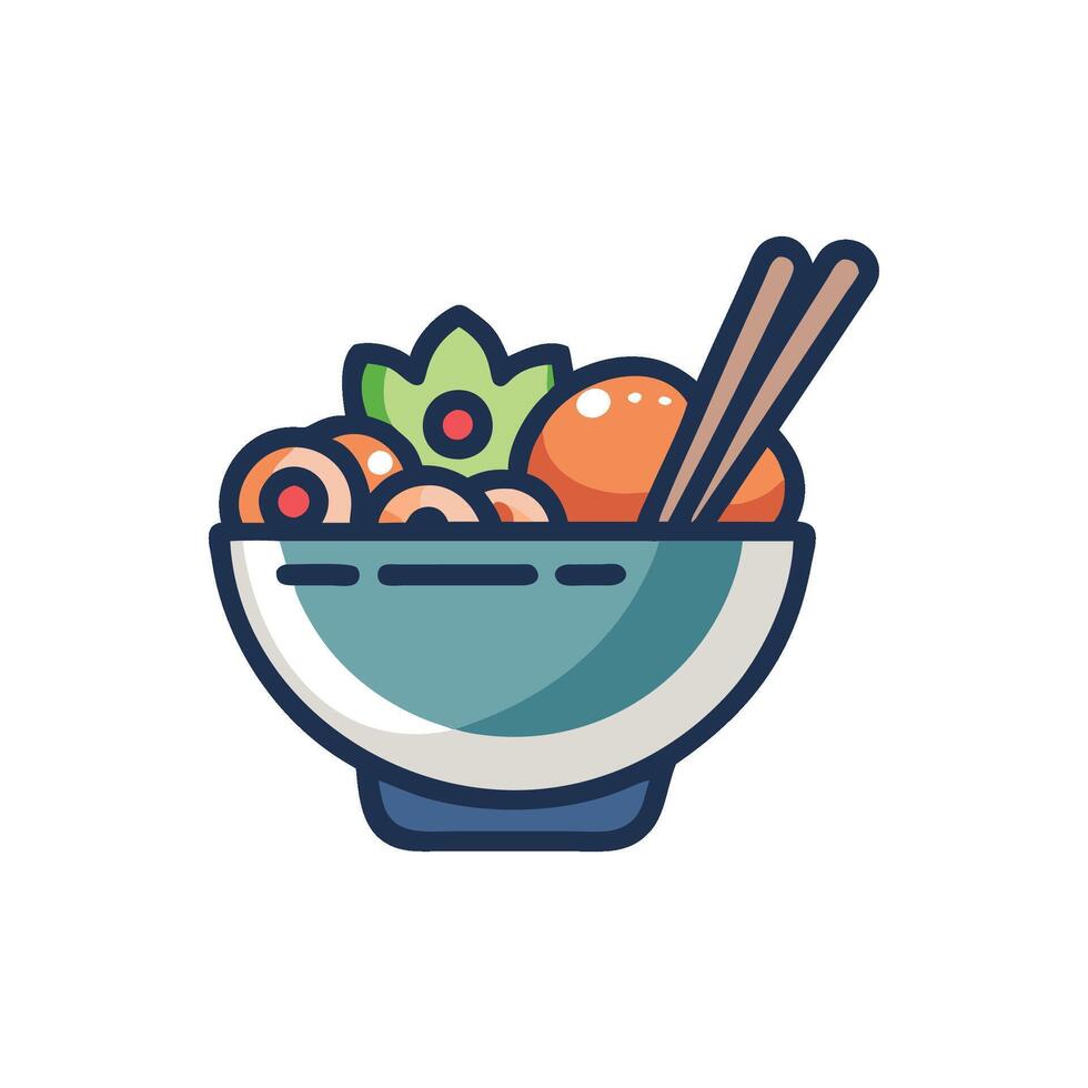 Flavorful Poke Bowl Icon Illustration vector