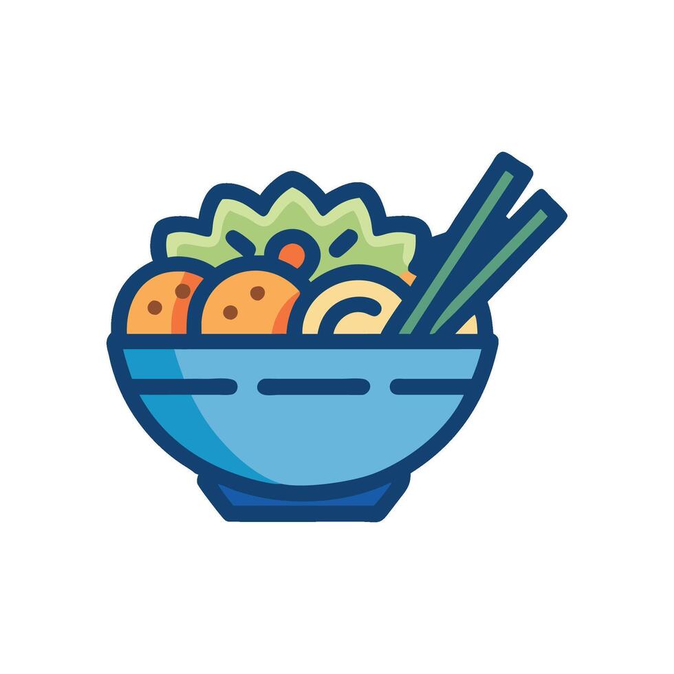 Healthy Poke Bowl Icon Design vector