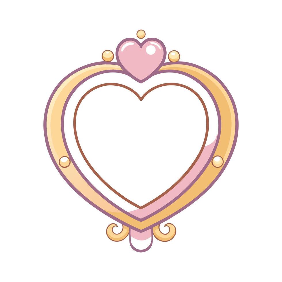 Creative vanity mirror with heart shaped frame vector