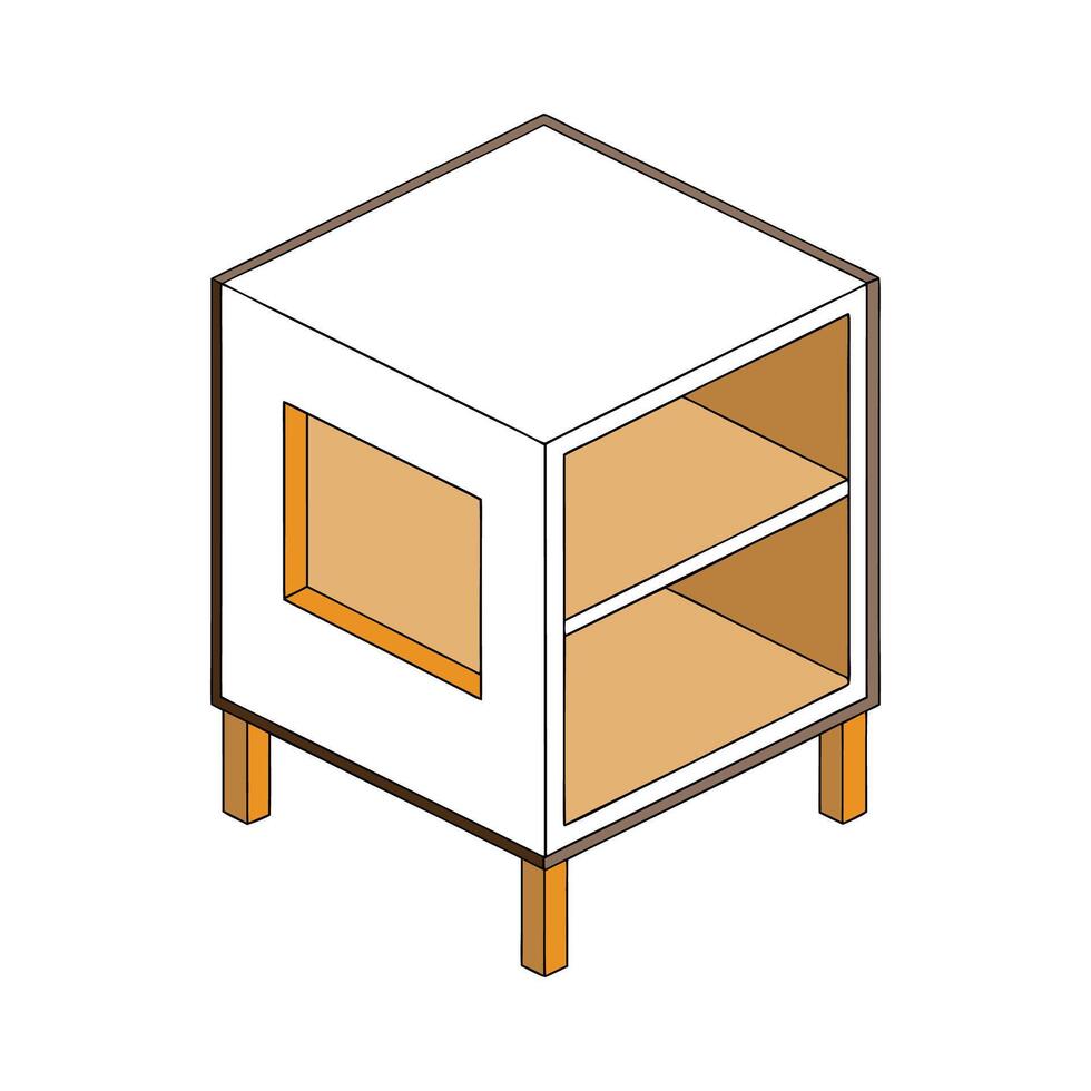 Creative cube nightstand with open storage design vector