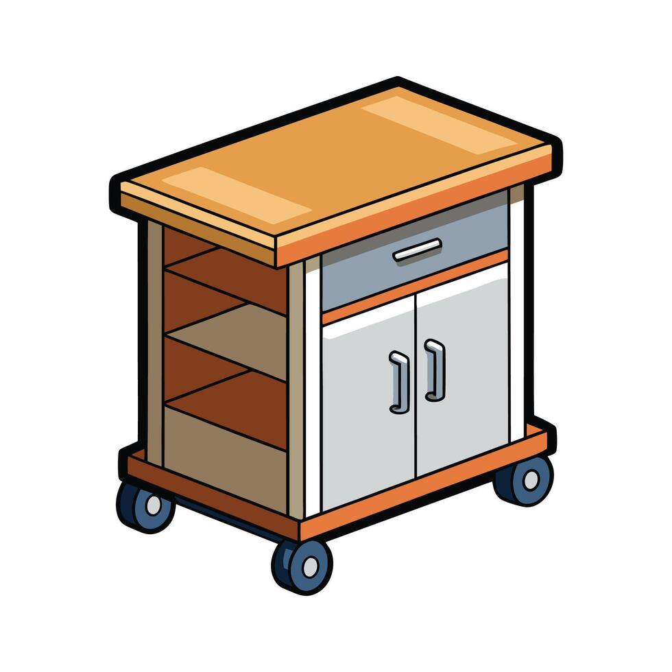 Stylish compact kitchen cart with butcher block surface vector