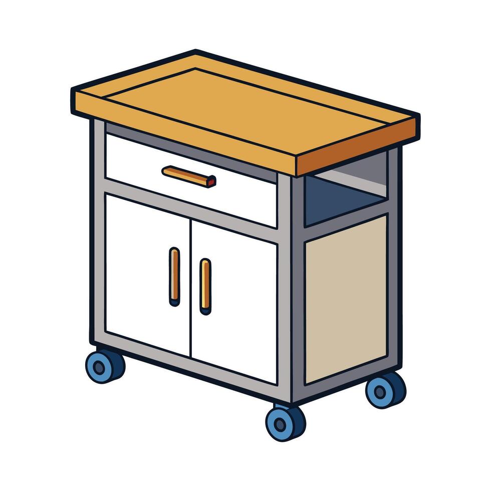 Kitchen cart with butcher block top design vector