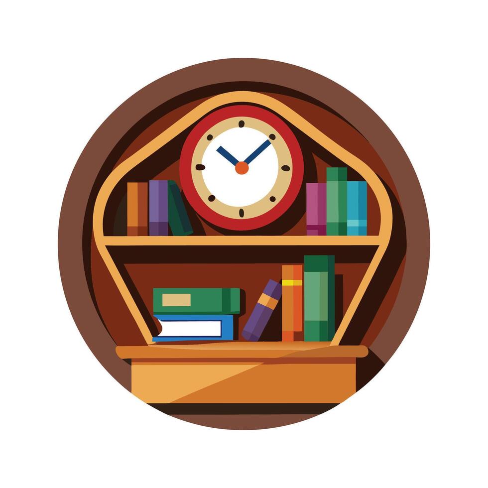 Elegant clock shaped wall shelf illustration vector