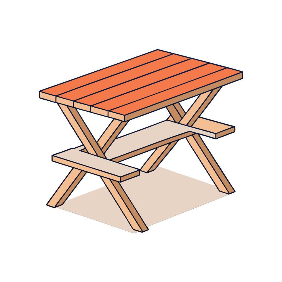 Folding picnic table with clean design vector