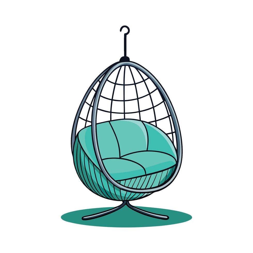 Stylish hanging egg chair with smooth design vector
