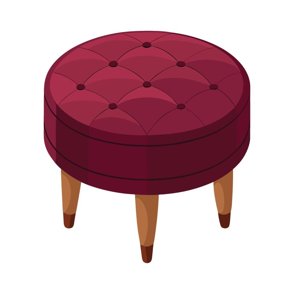 Deep maroon tufted top circular ottoman vector