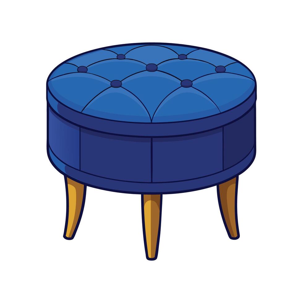 Tufted details circular ottoman design vector