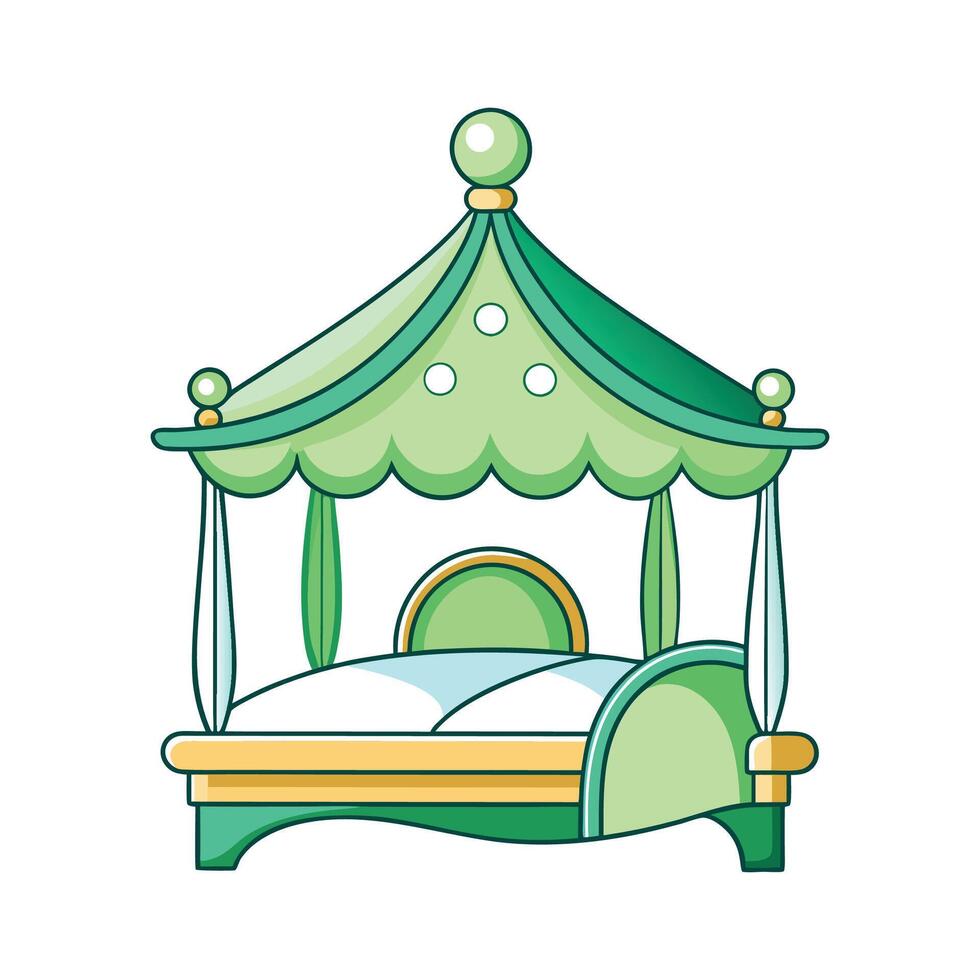Stylish childrens bed with canopy features vector