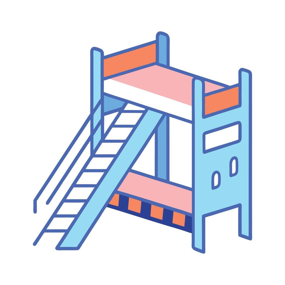 Creative bunk bed with ladder and slide vector