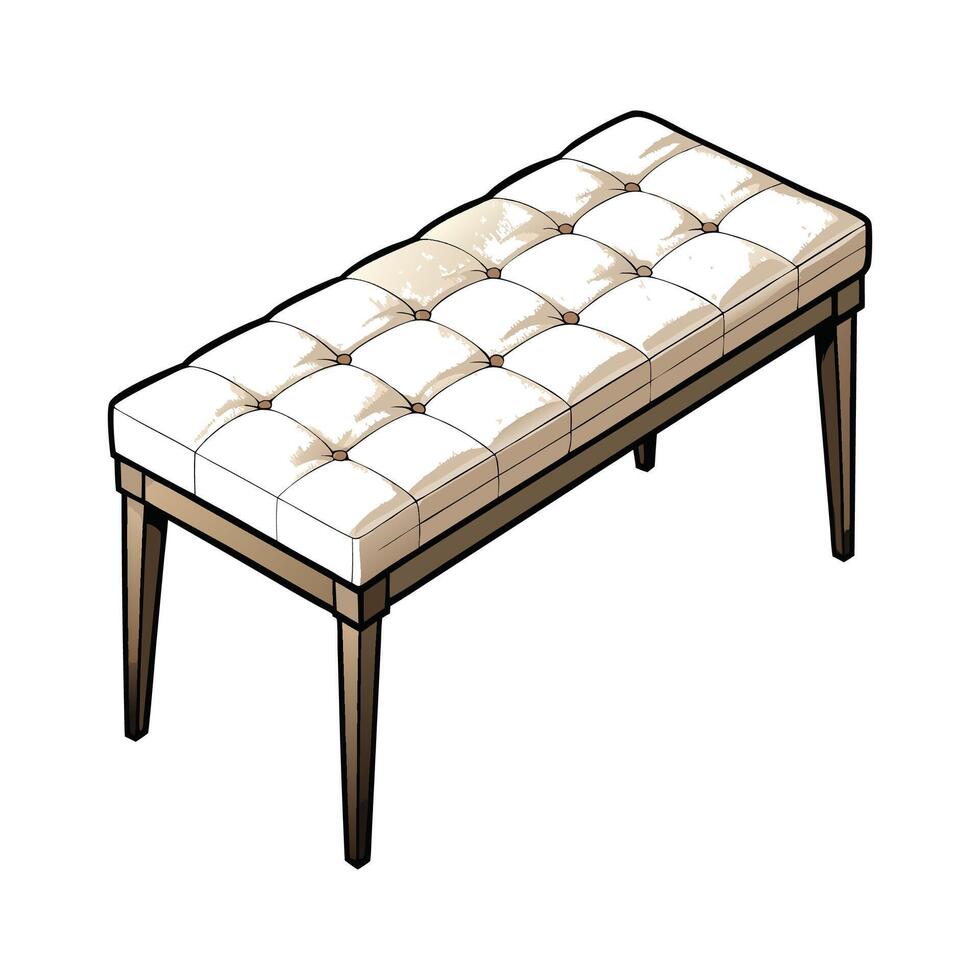 Stylish padded dining bench with quilted features vector