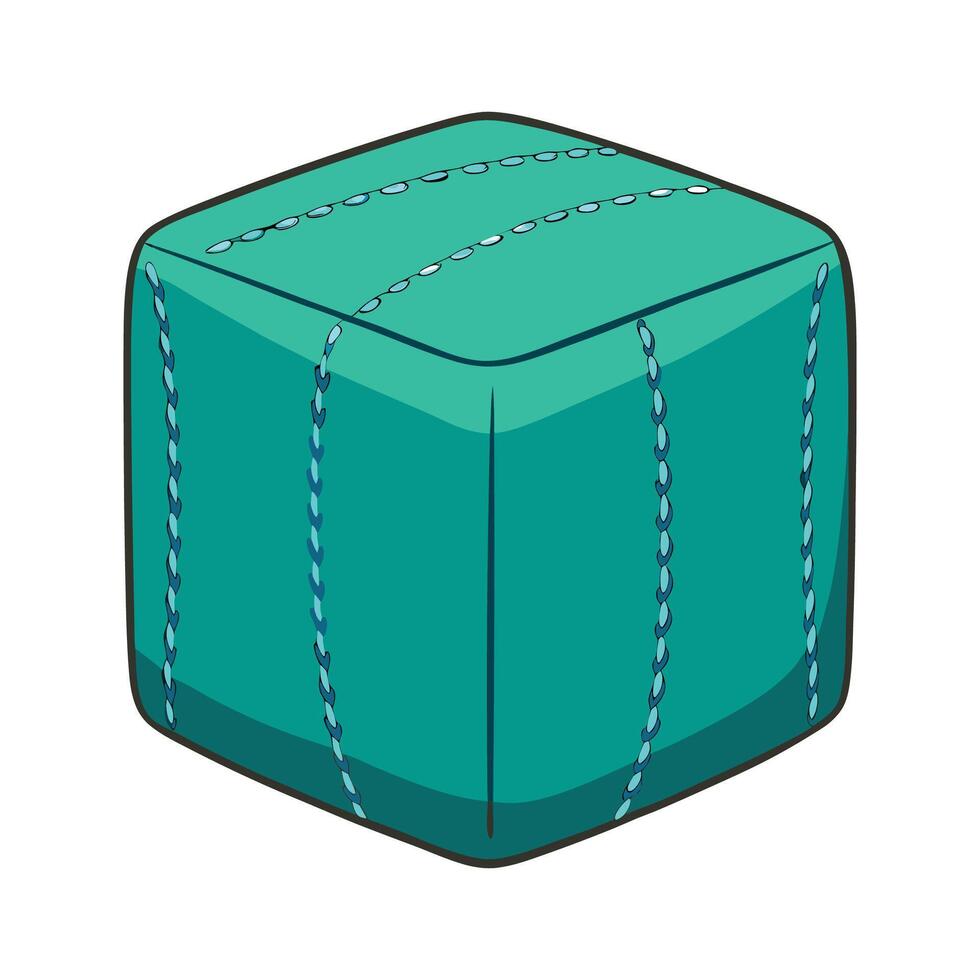 Brightly colored cube-shaped ottoman vector