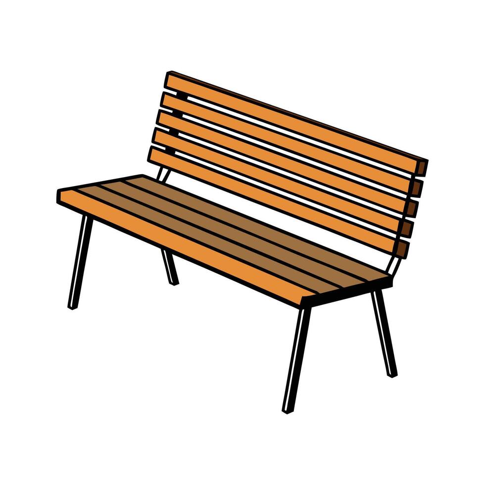 Minimalist bench with slatted wooden seat vector