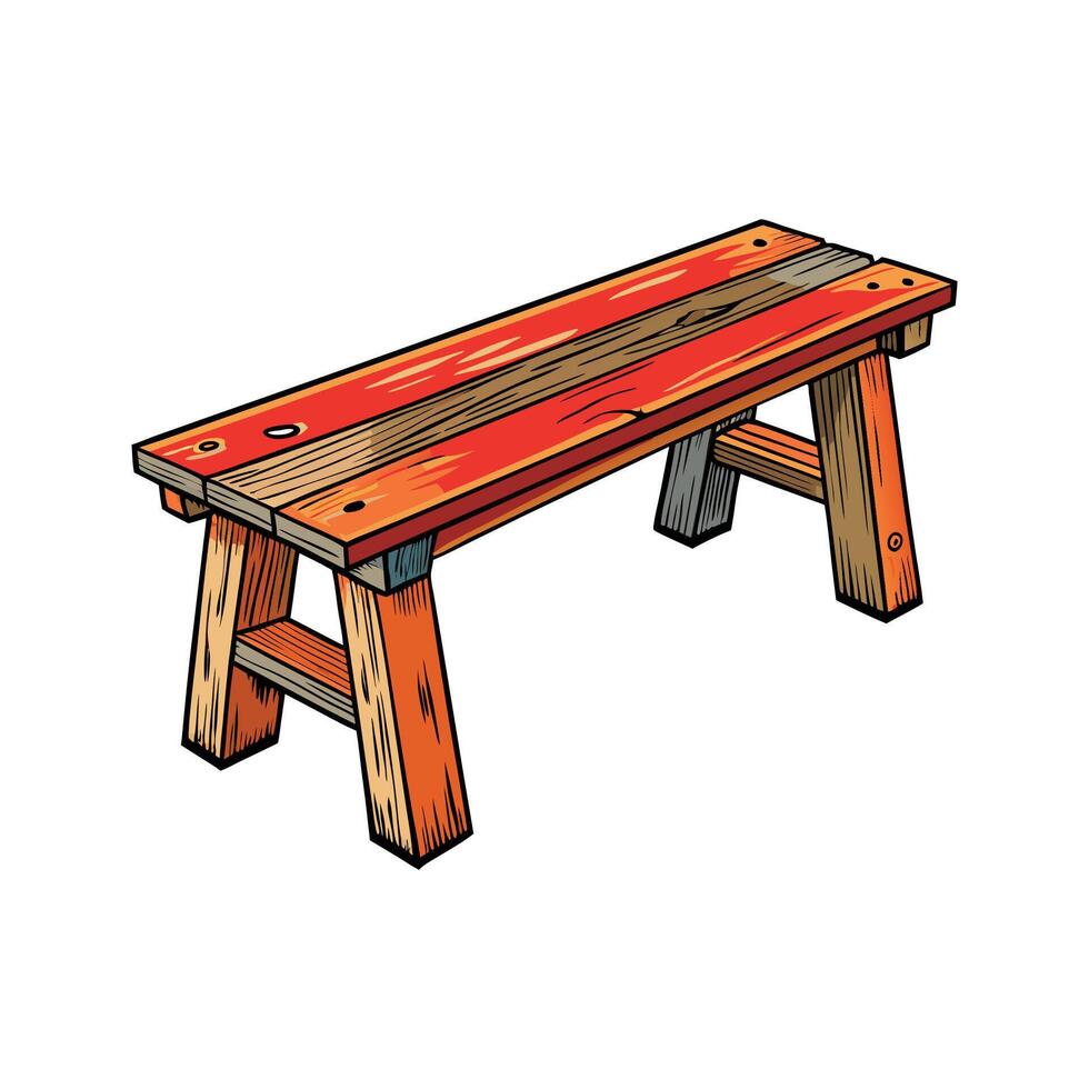Rustic farmhouse dining bench vector