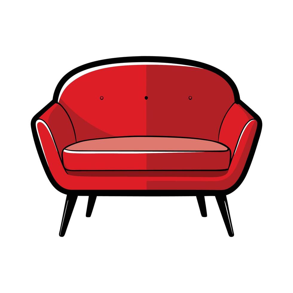 Creative retro loveseat with armrest curves vector