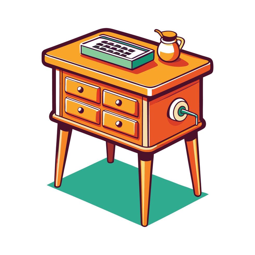 Stylish retro telephone table vector