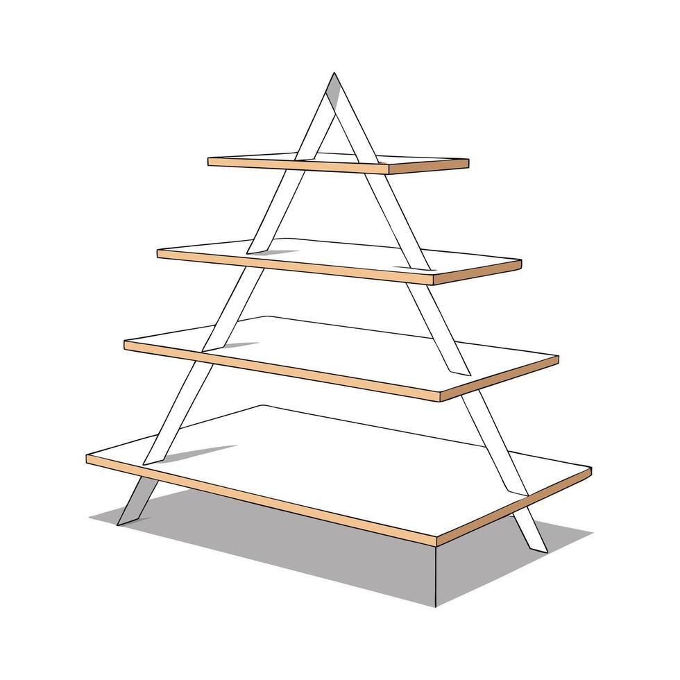 Chic corner shelf featuring triangular tiers vector