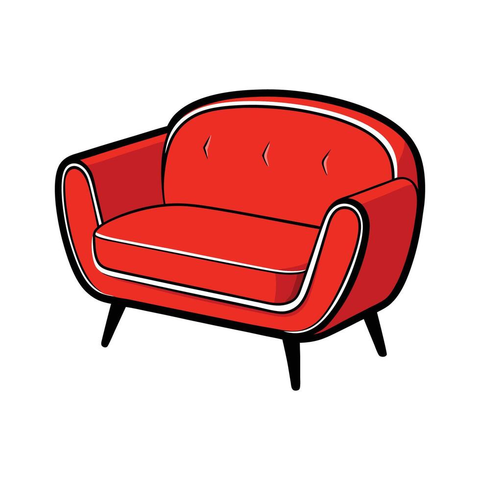 Chic loveseat featuring curved armrests vector