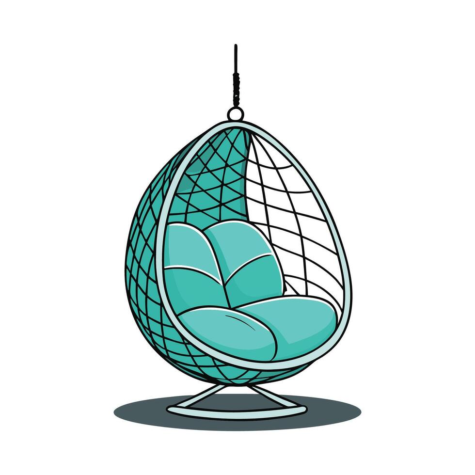 Chic hanging egg chair featuring smooth outline vector