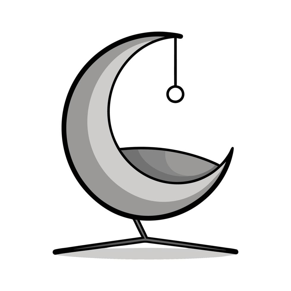 Chic crescent moon shaped hanging chair vector