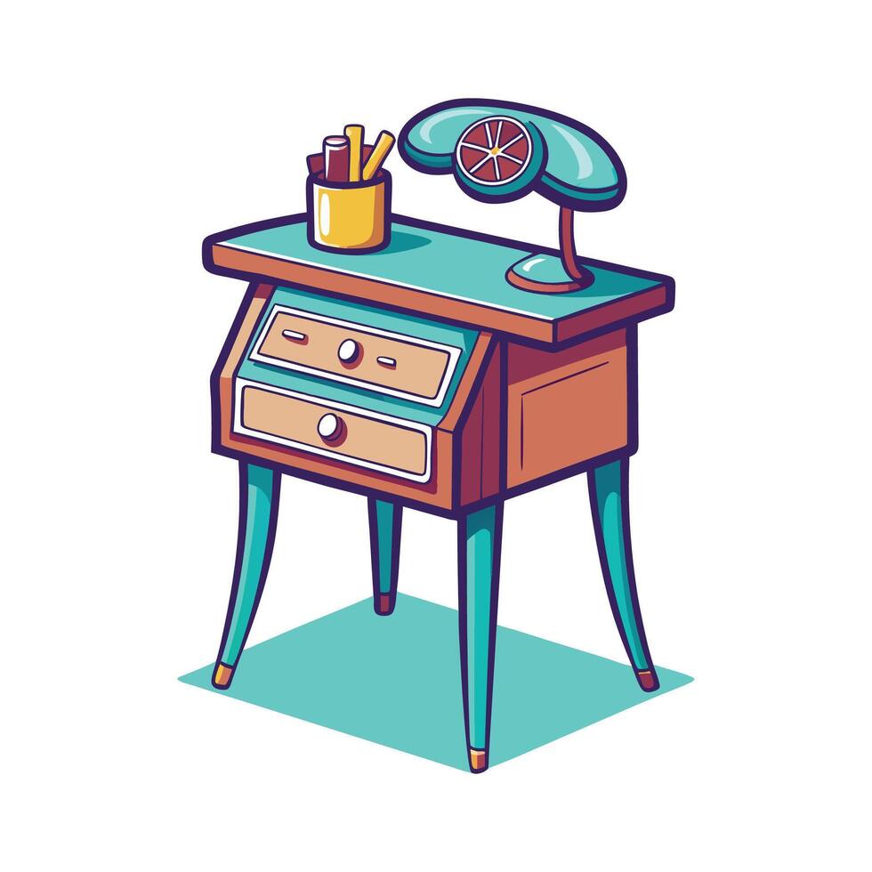 Retro-style telephone table with clean design vector