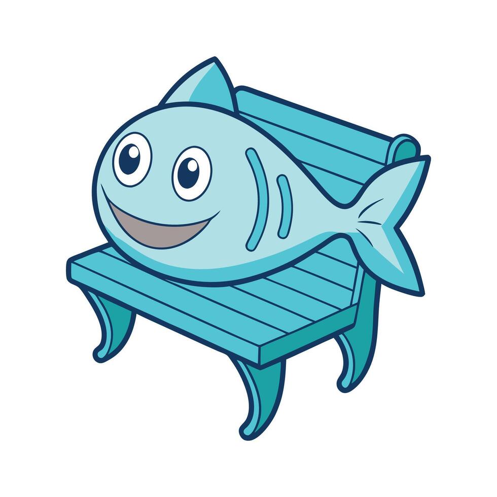 Fish shaped bench with clean strokes vector