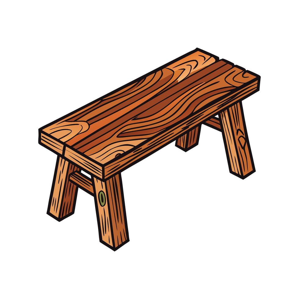 Creative rustic dining bench with natural finish vector