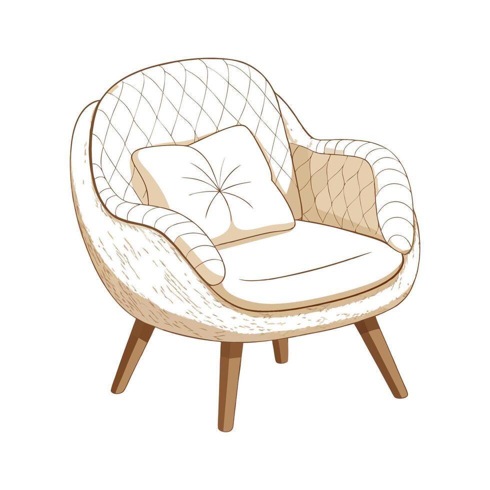 Creative lounge chair design with knitted cover vector