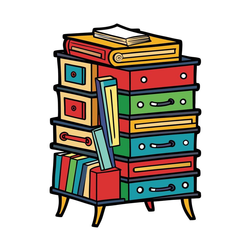 Chest of drawers shaped like stacked books vector