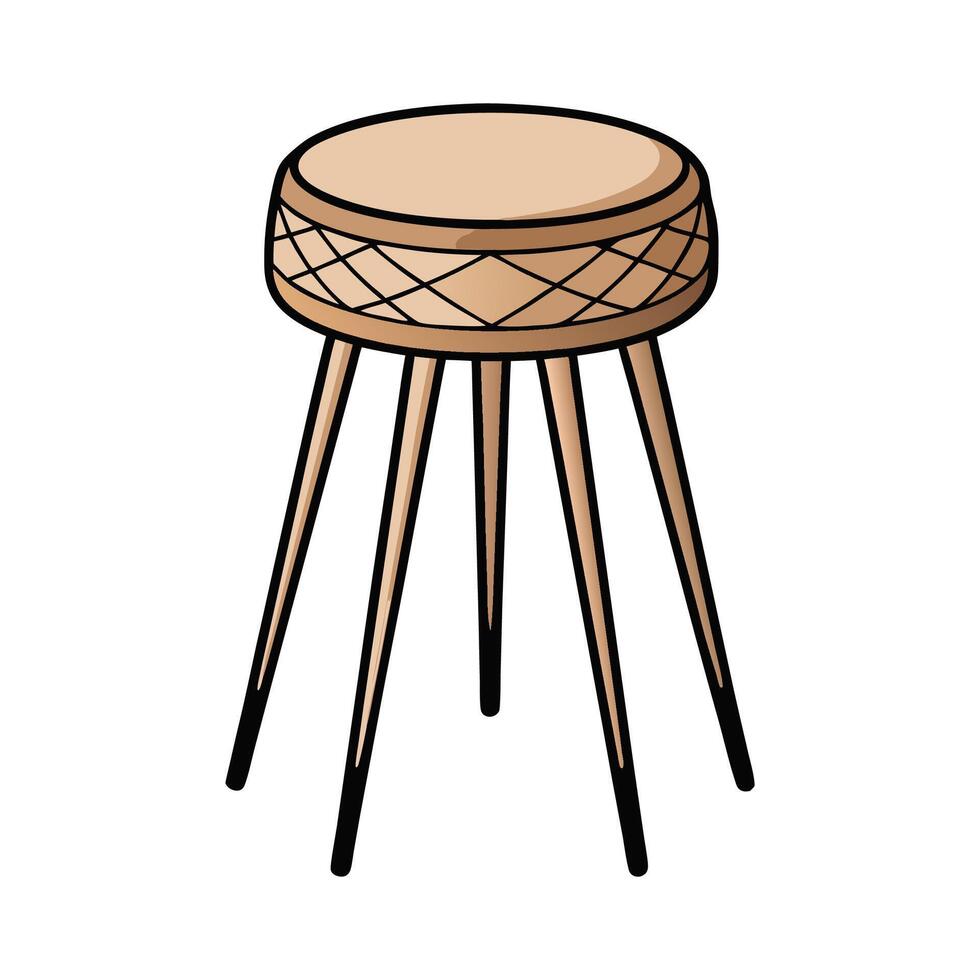 Creative stool with braided rope seat vector