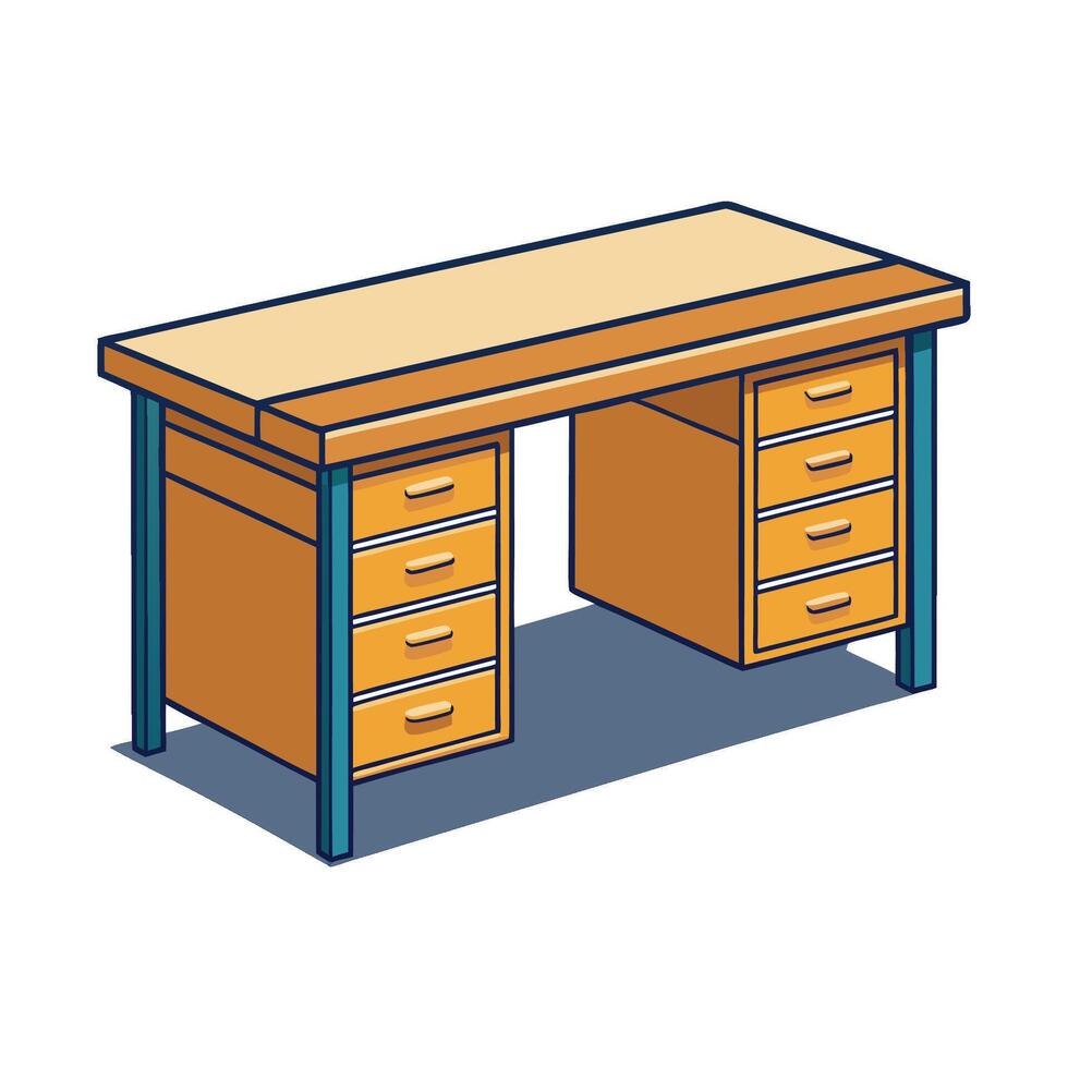 Stylish office desk featuring a dual tier design vector