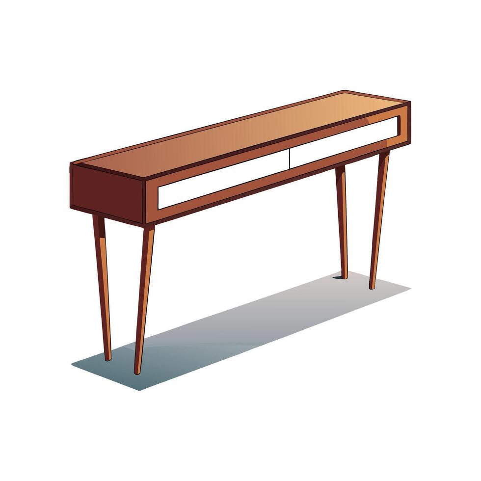 Minimalist floating console table design vector