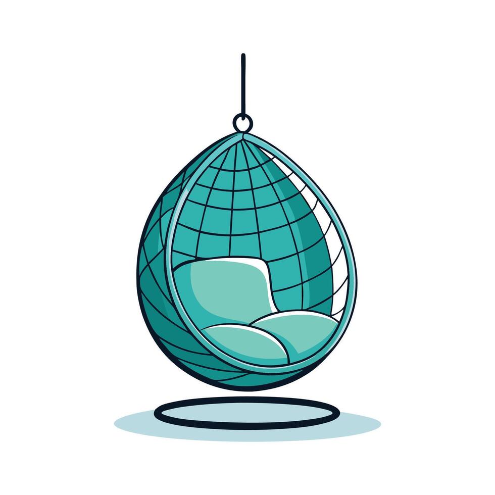 Creative cozy hanging egg chair design vector