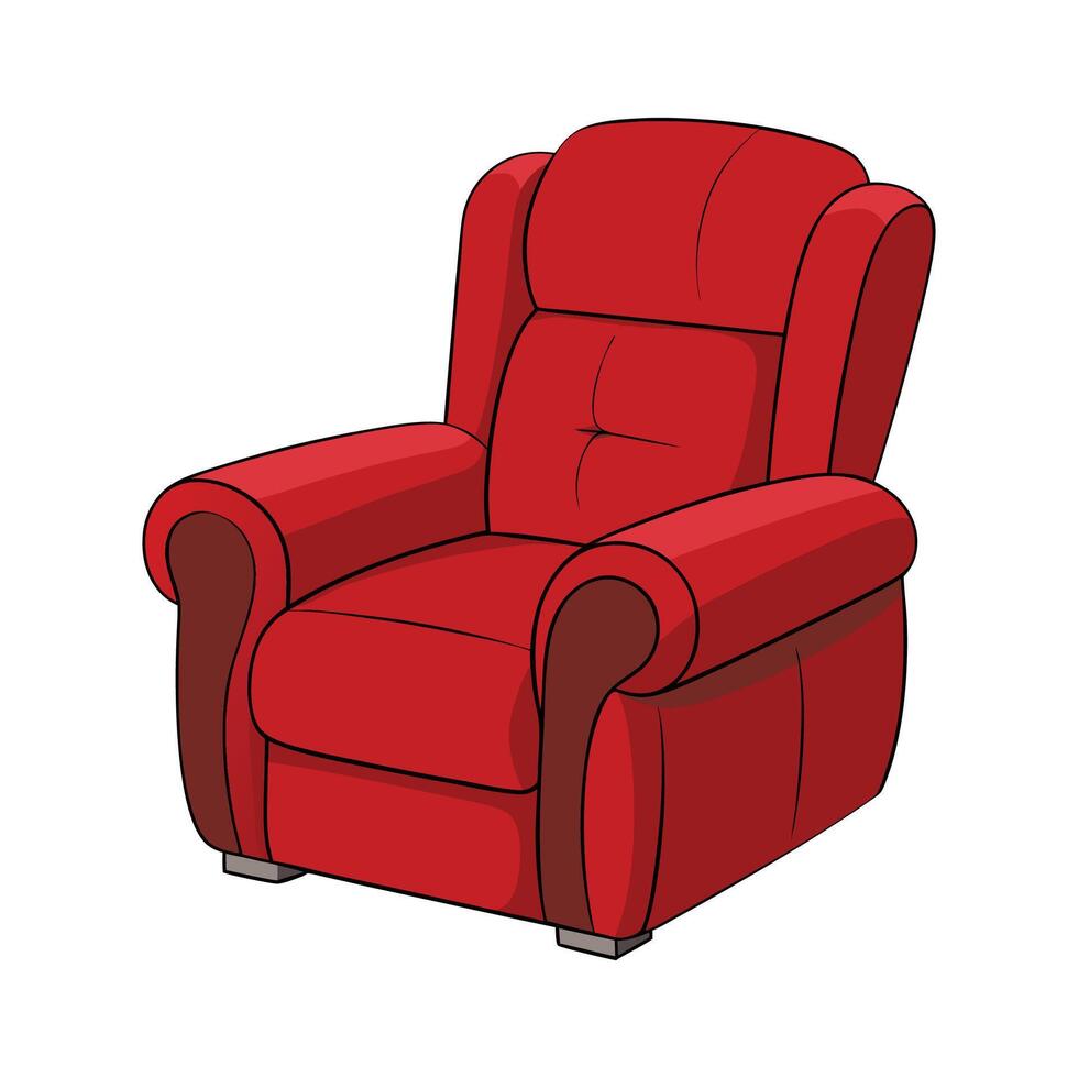 Plush recliner with wide armrests vector