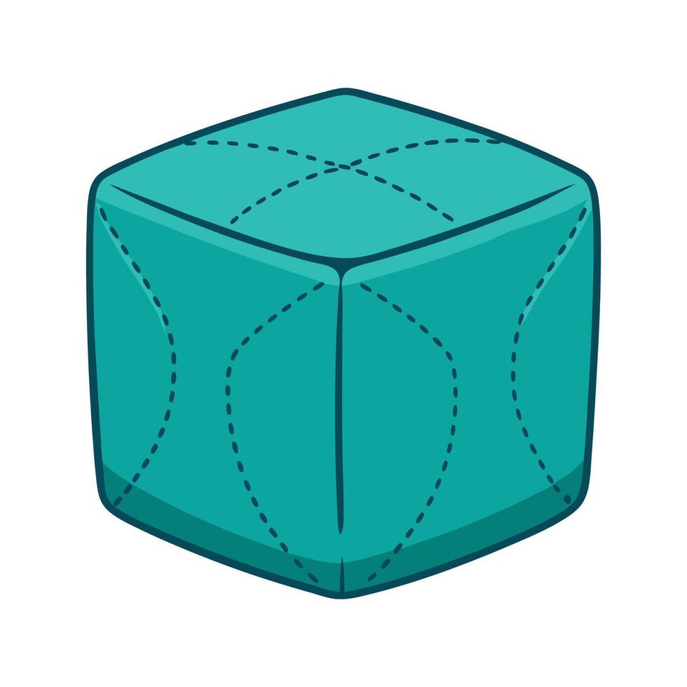 Stylish cube-shaped ottoman in bright design vector