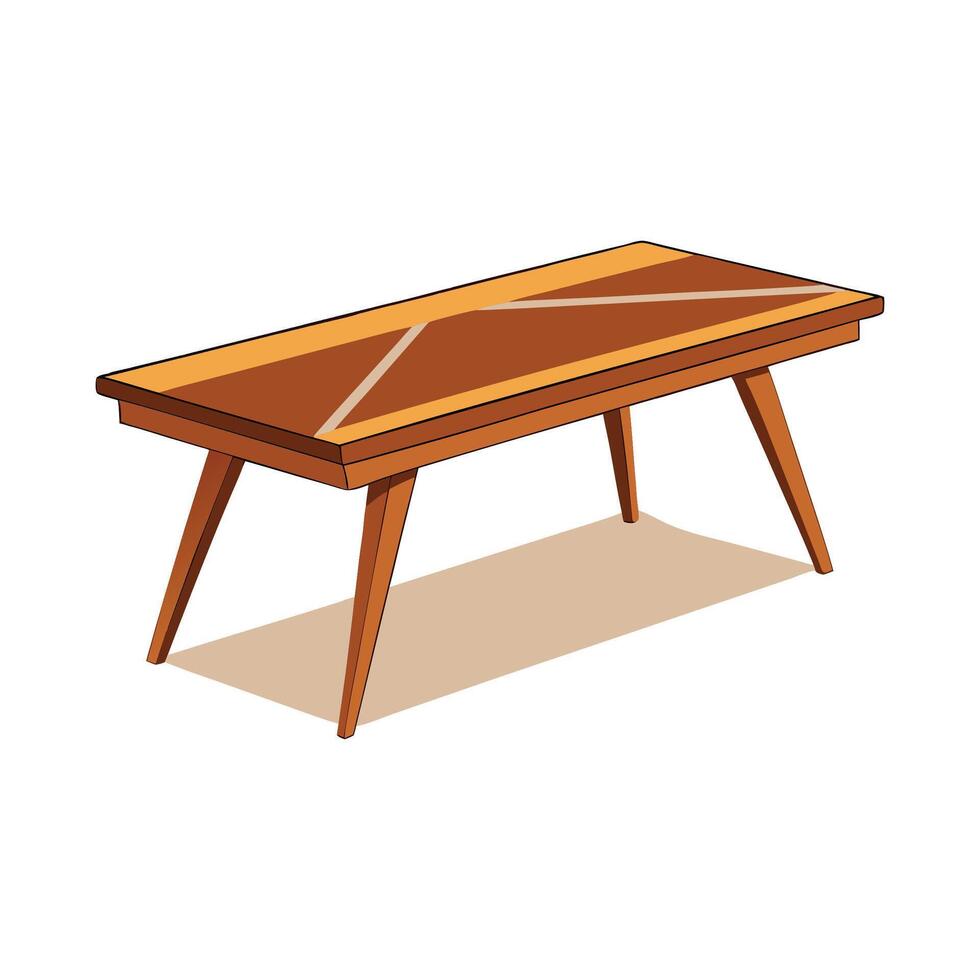 Coffee table with tapered legs in mid-century design vector