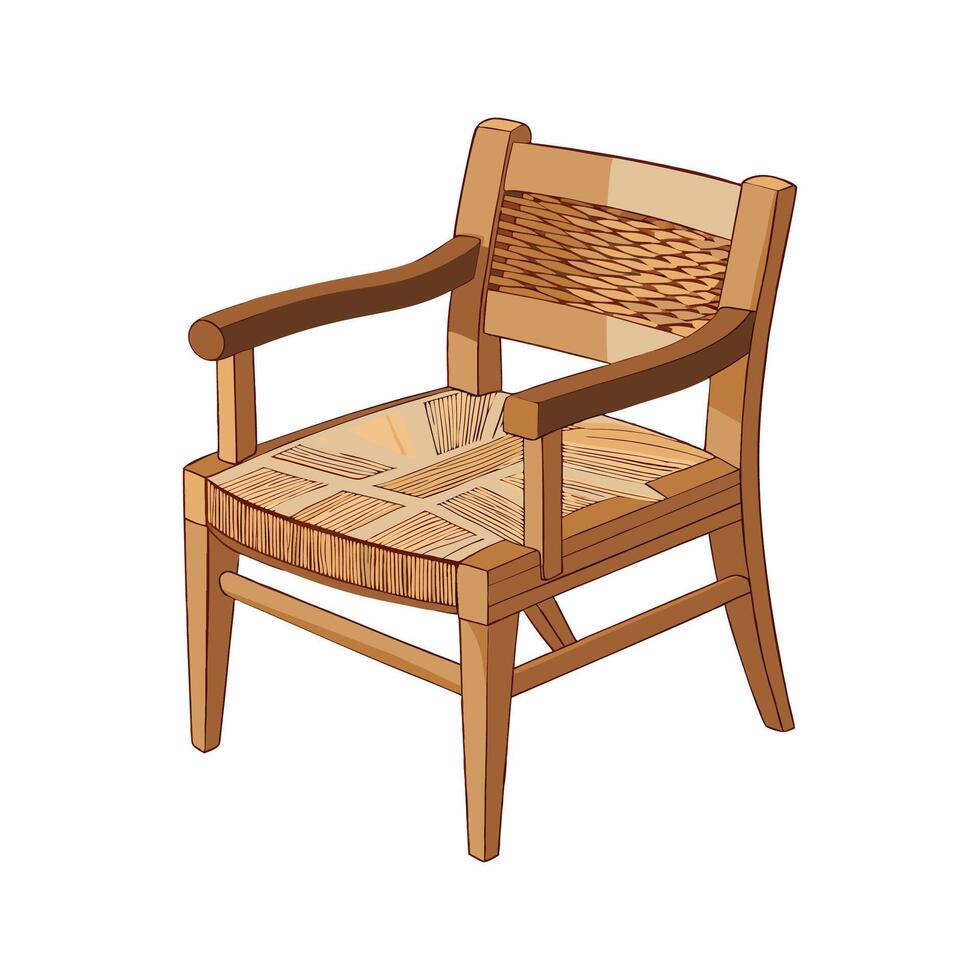 Stylish wooden armchair with woven design vector