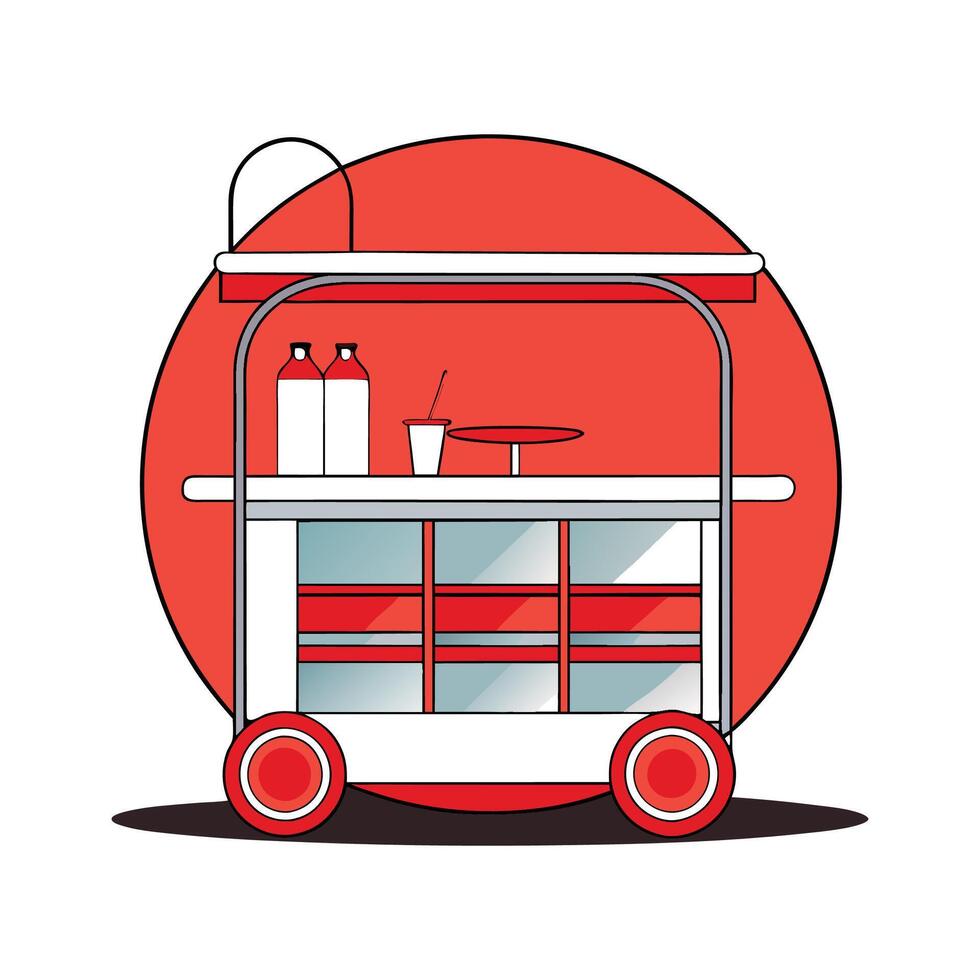 Retro bar cart with circular shelves vector
