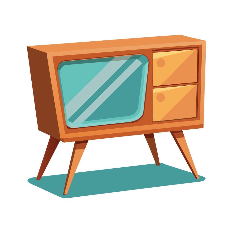Creative TV stand with a sliding glass door vector
