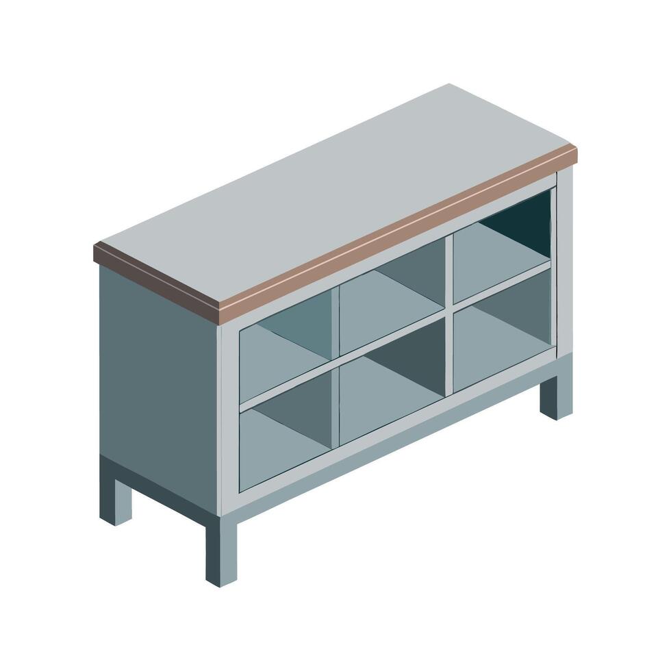 Creative compact shoe bench design with cubby vector