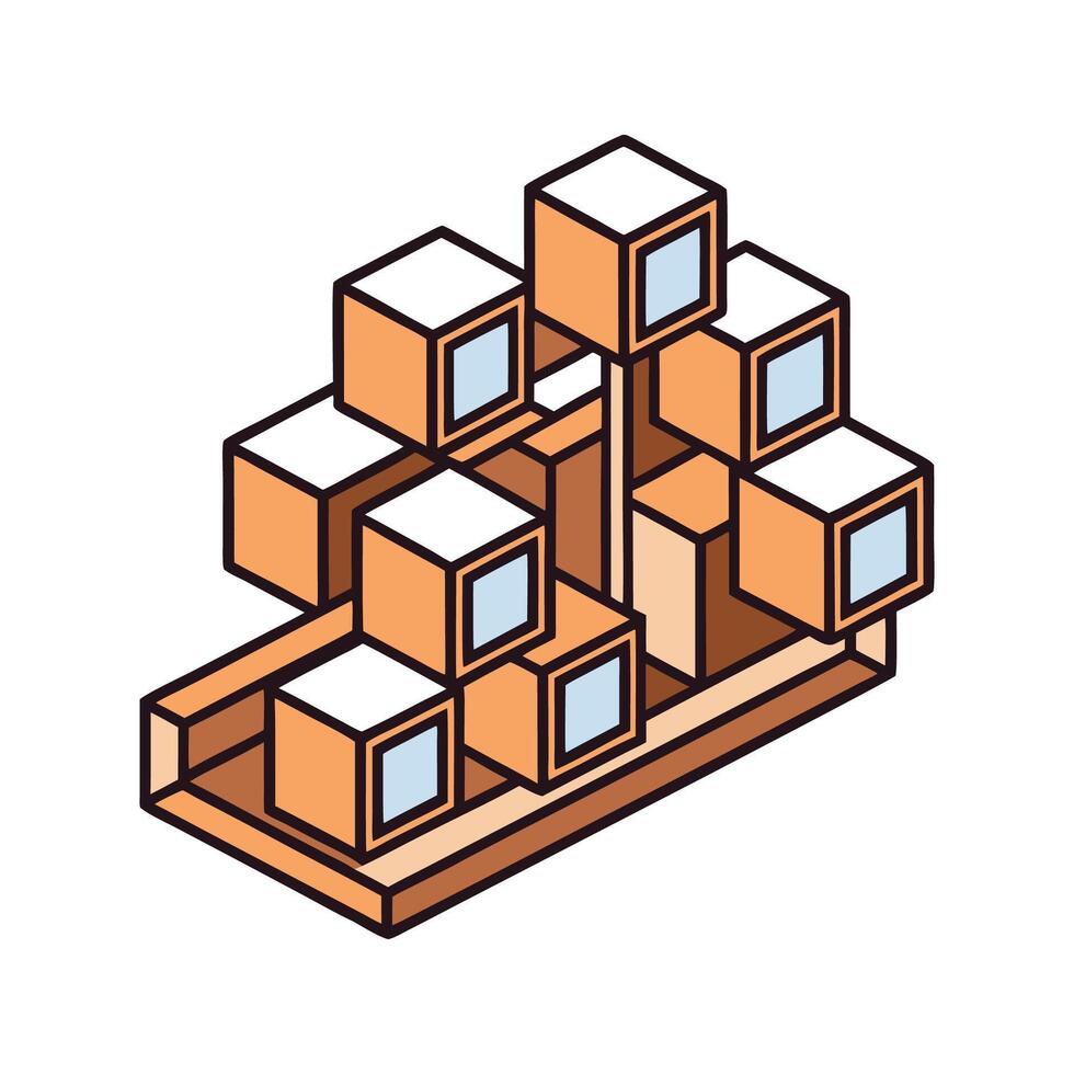 Creative wall shelf with geometric floating design vector