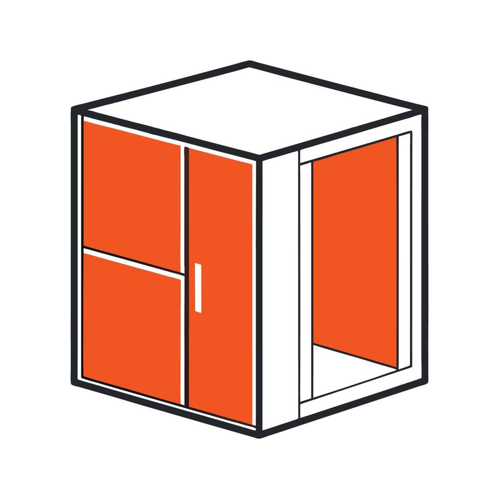 Creative modular storage cube with sliding door vector
