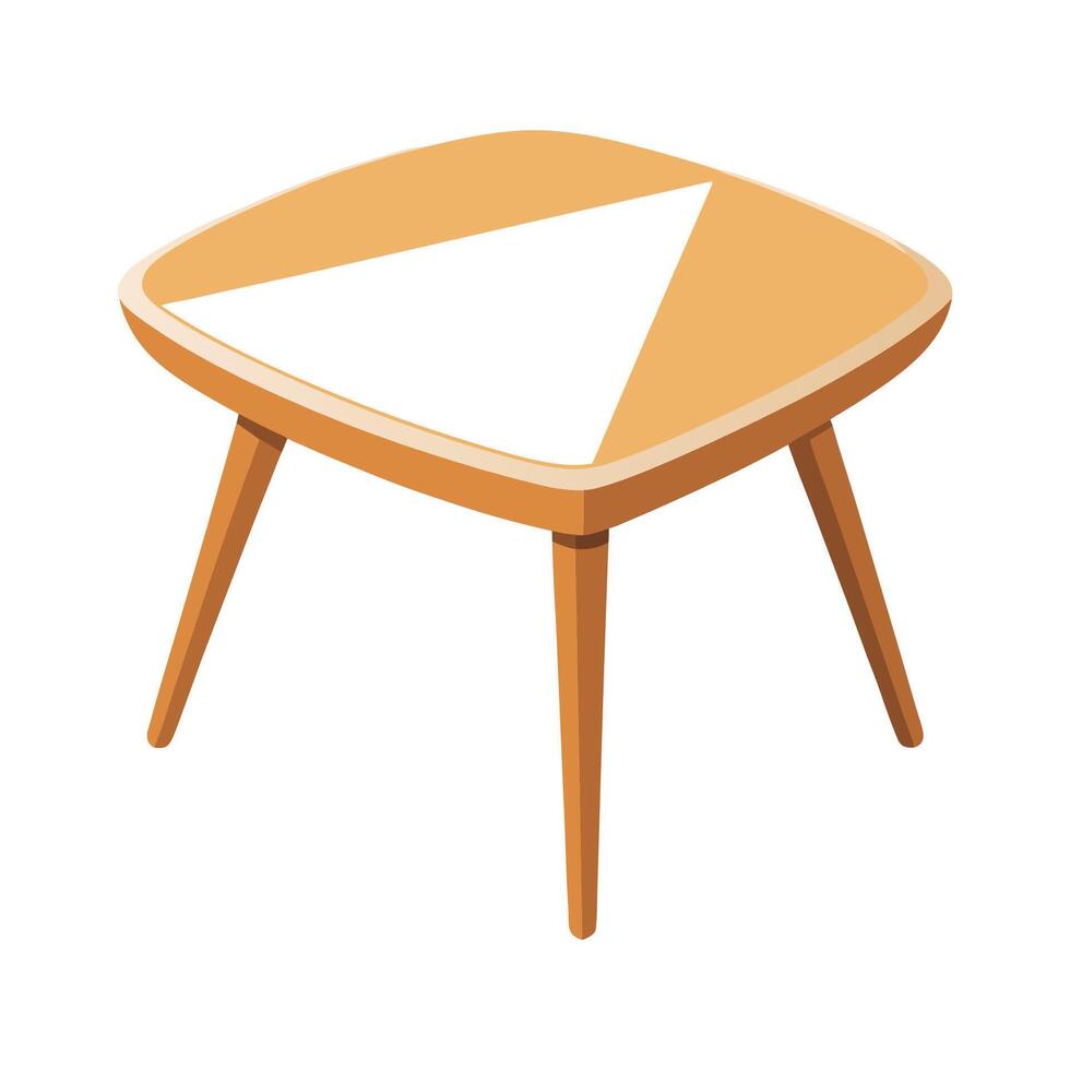 Small triangular coffee table with rounded edges vector