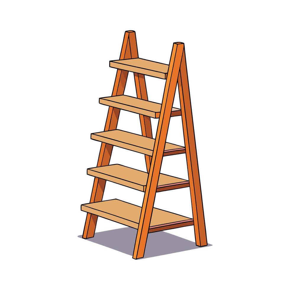 Stylish compact ladder bookshelf featuring four tiers vector