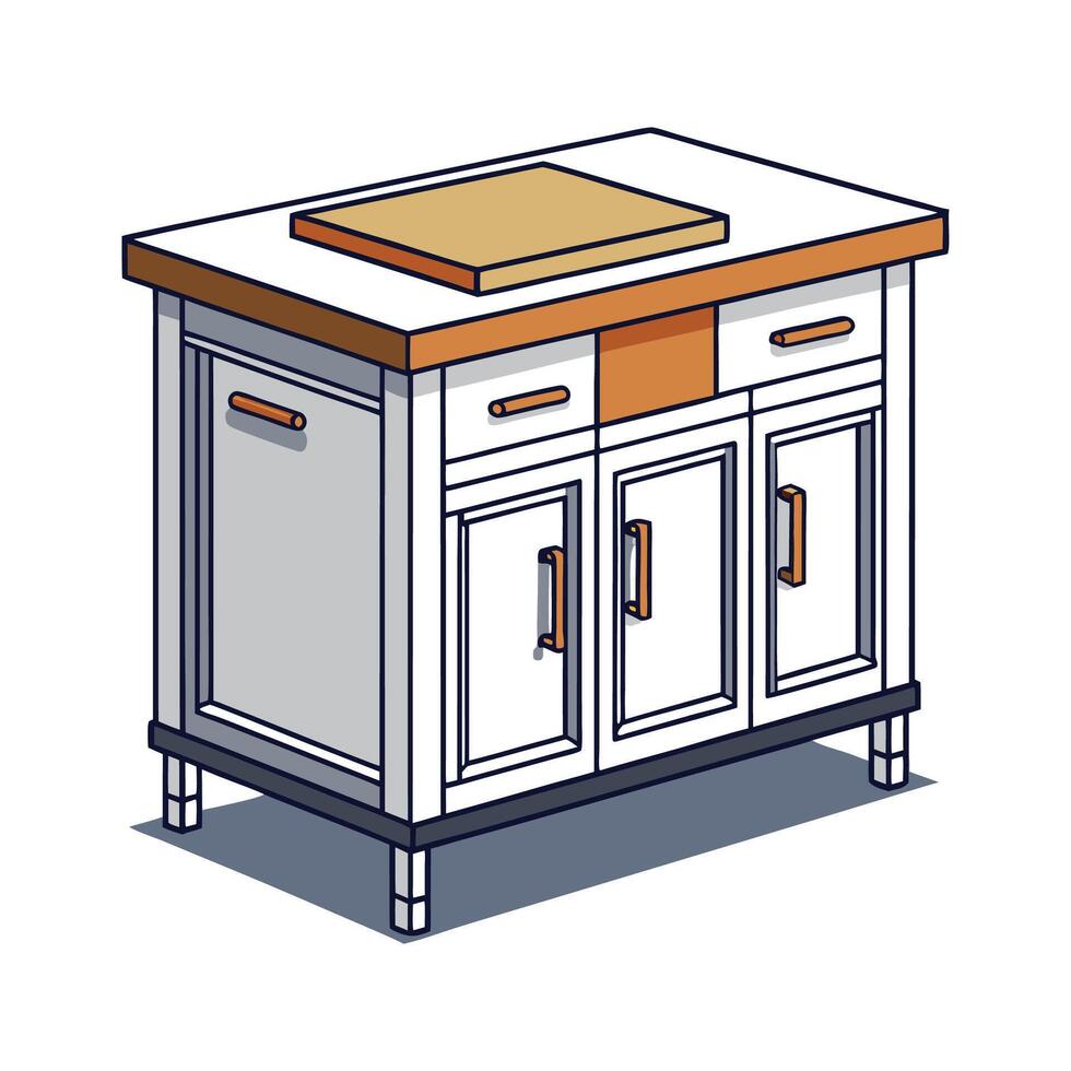 Kitchen island featuring butcher block top vector