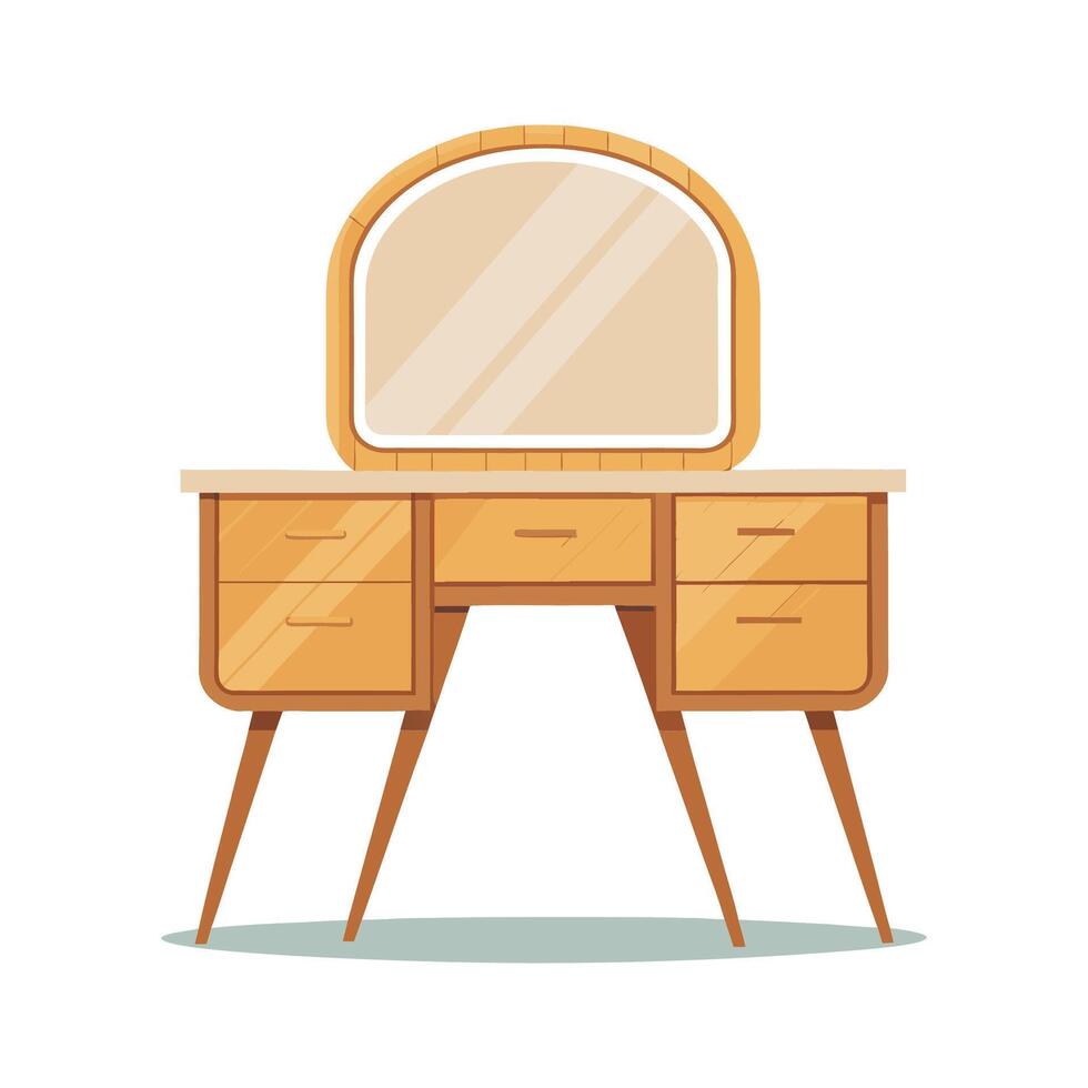 Wooden vanity desk with smooth lines vector