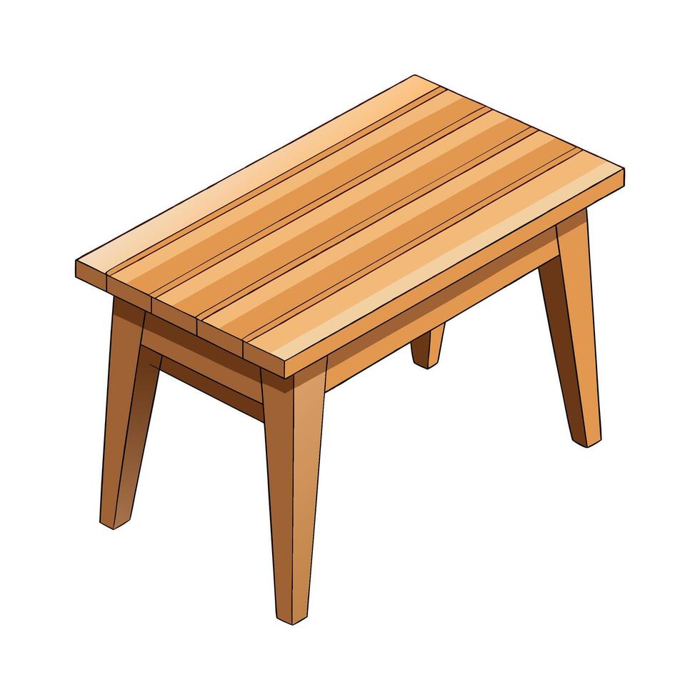 Stylish small bench with smooth wooden top vector